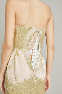 GOLD CORSETED DRESS