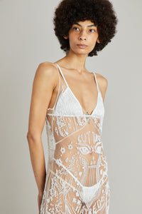 WHITE BEADED EURYDICE SLIP
