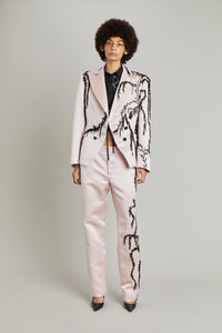 DOUBLE BREASTED JACKET WITH AMARANTH EMBROIDERY
