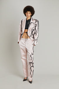 DOUBLE BREASTED JACKET WITH AMARANTH EMBROIDERY