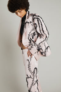 DOUBLE BREASTED JACKET WITH AMARANTH EMBROIDERY