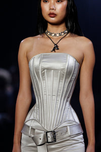 Julie Corset in Silver Satin