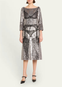 Lingerie Dress in Silver Sequins