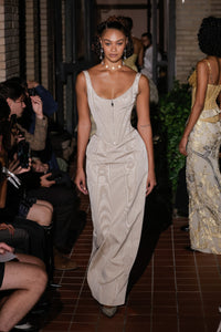 Floor-length Wasp Skirt in Limestone Moire