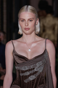 Salon Corset in Brown Velvet with Belt Embroidery