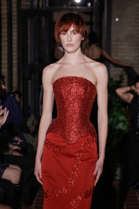 Julie Corset in Red Bullion Embroidery