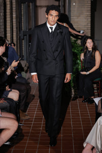 Double-Breasted Jacket in Black Wool Twill