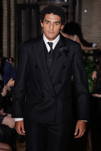 Vest in Black Wool Twill