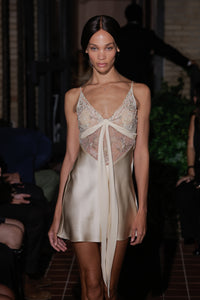 Blumen Mini Dress in Champagne Satin