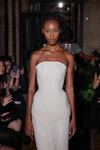 Julie Gown in Off-white Glass Beads