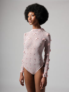 PINK BOW EMBROIDERED LEOTARD