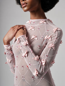 PINK BOW EMBROIDERED LEOTARD