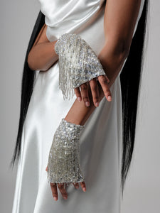 CRYSTAL FRINGE GLOVES