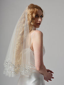 RIBBON EMBROIDERED VEIL